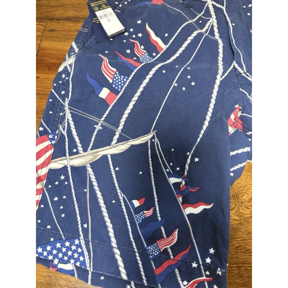 Polo Ralph‎ Lauren Flag Sailboat Print Shorts Sz 32 Americana Nautical - Picture 2 of 7
